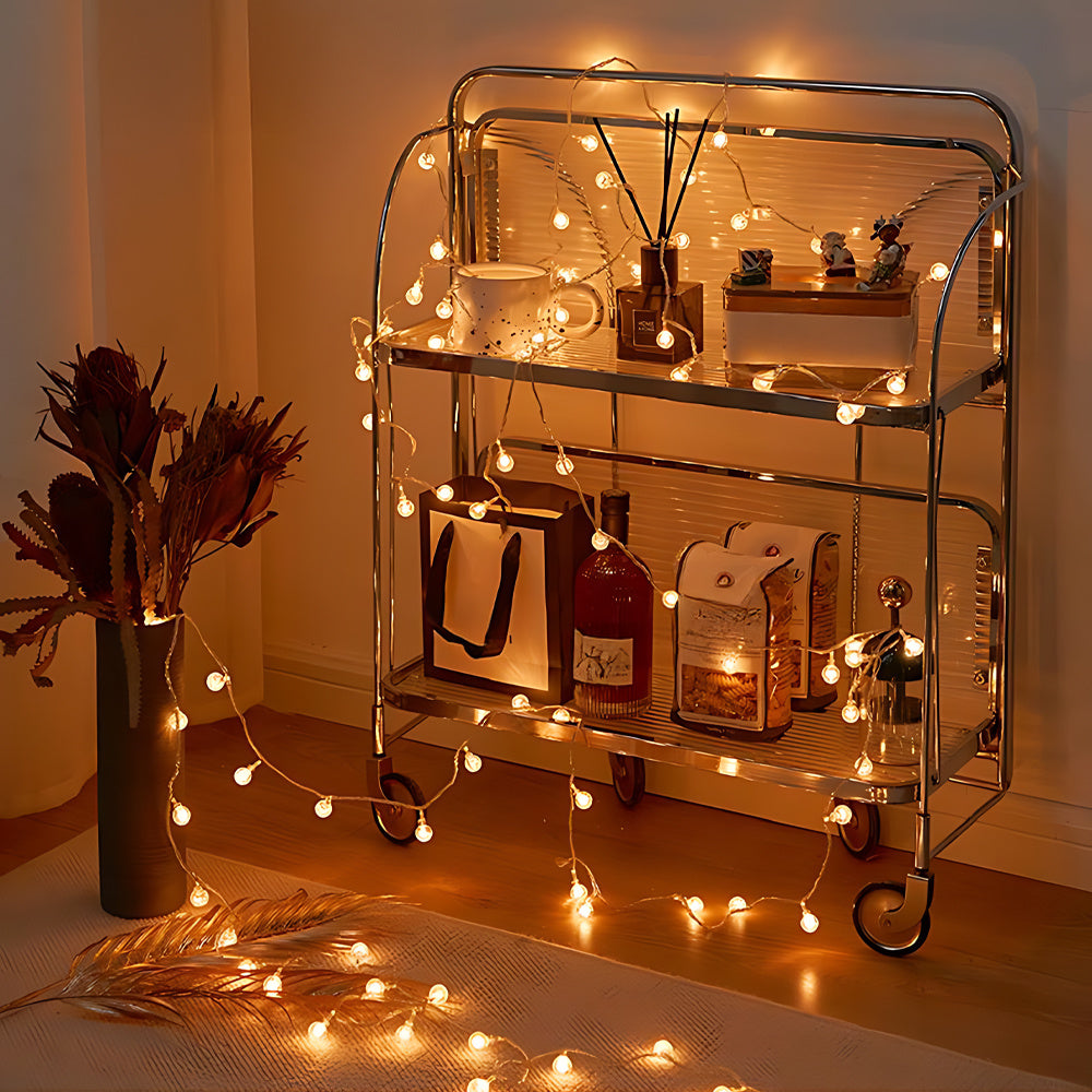 1pc, Crystal Ball Bubble Ball String Lights, 40/20/10LED, Spherical Fairy String Lights, Battery Powered, Suitable for Home, Wall Decoration, Bedroom, Party, Festival, Wedding, Autumn Decoration, Wall Decoration, Halloween, T