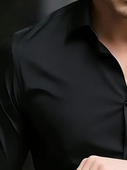 Men's Business Casual Shirt and Trousers Set - Polyester, All Season