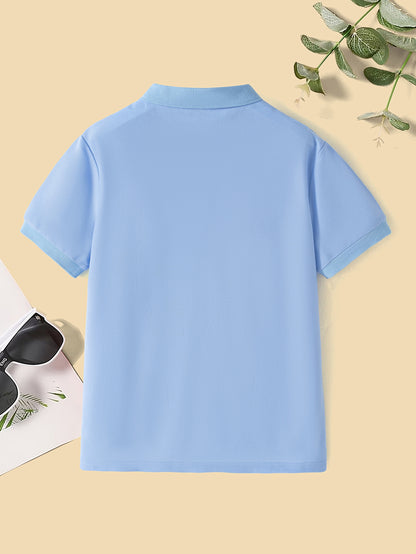 Youth Summer Polo Shirt with Creative Letter Print for Teens