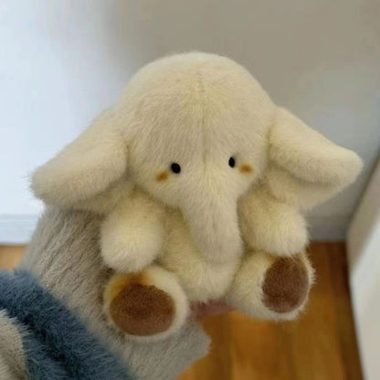 New Cream White Big Ears Elephant Plush Toy, Adorable Fluffy Doll Pendant Valentine's Day Gift
