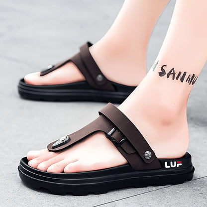 Men's Comfortable Brown & Black EVA Slip-On Casual Slides