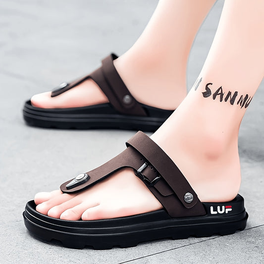Men's Comfortable Brown & Black EVA Slip-On Casual Slides