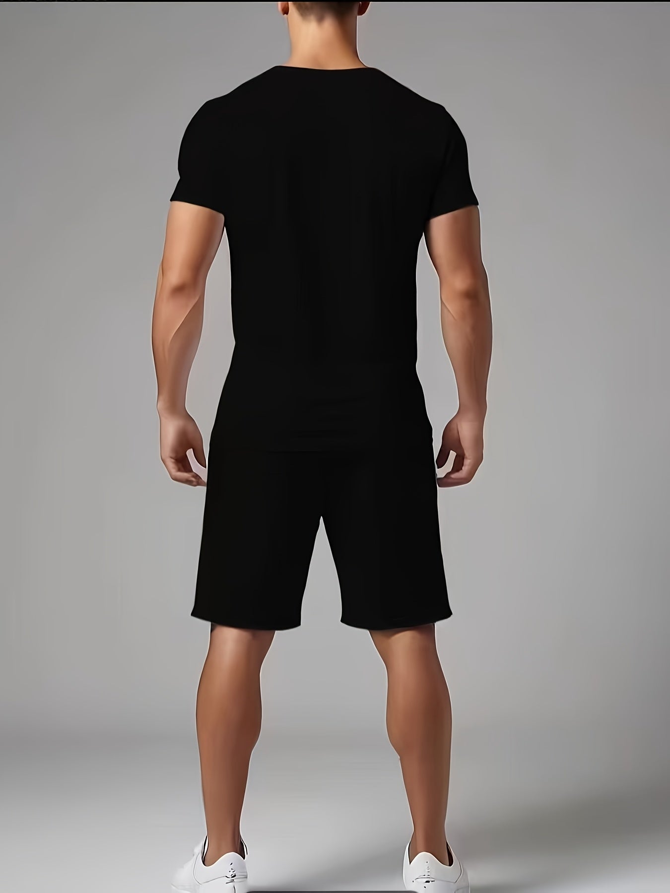 Men's Summer Casual Athletic Crew Neck T-Shirt & Shorts Set
