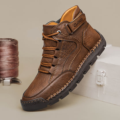 Men's High-Top Casual Lace-Up Sneakers with Rubber Sole