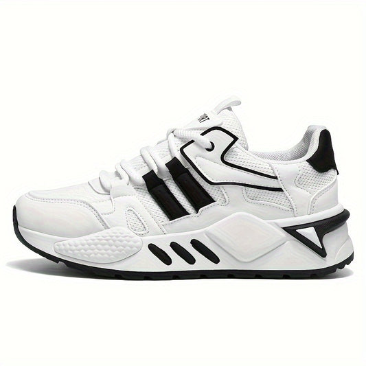 Men's Breathable Mesh Running Sneakers - Lightweight, Comfortable, and Durable Low-Top Sneakers for Casual and Sporty Wear, Versatile Trainers   Modern Sneakers   Stylish Stripes