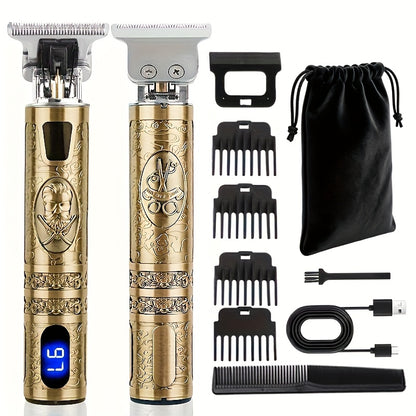 YAIAWISU Men's Cordless Electric Hair Clippers & Beard Trimmer with LCD Screen, USB-Rechargeable Cordless Grooming Kit, T-Blade Trimmer with Guide Comb Suitable for Hair, Shaving, and Scalp Trimming - ayq
