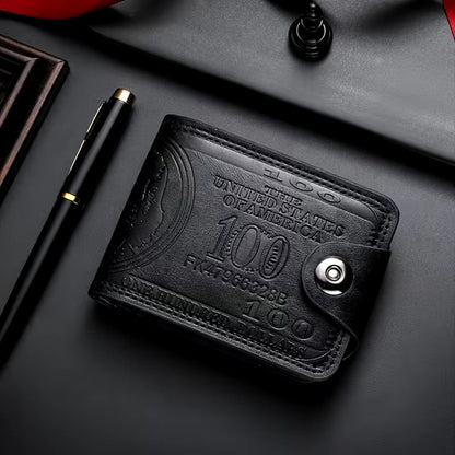 Brown Leather Wallet – Embossed $100 Bill Design
