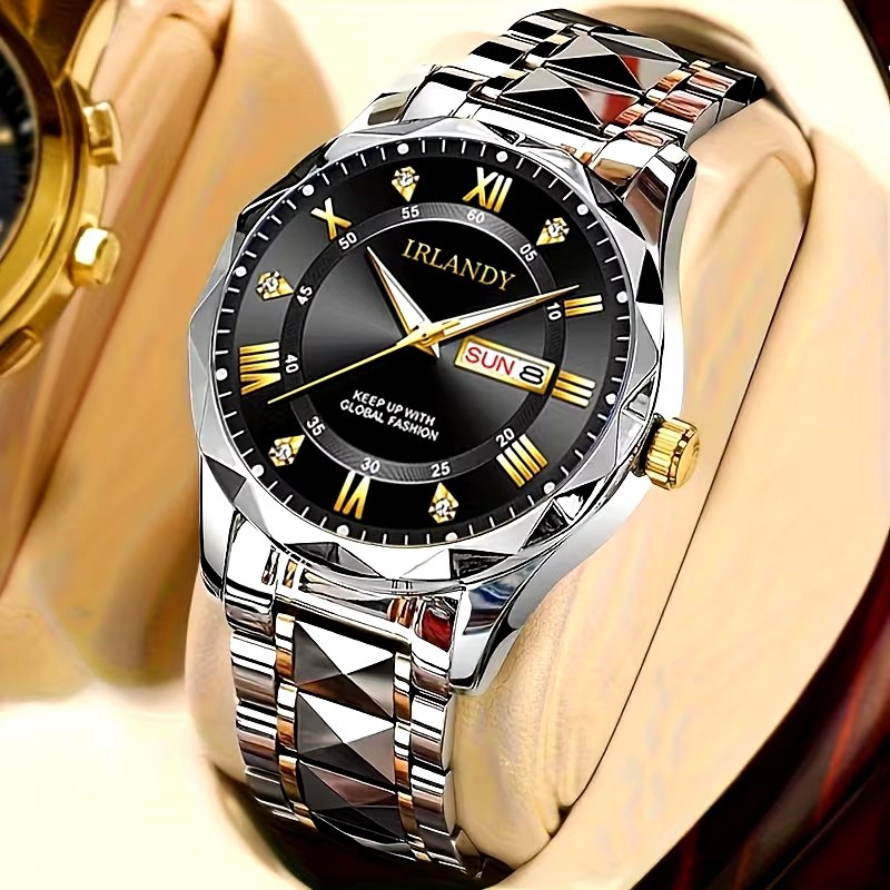 Irlandy Luxury Wristwatch – Silver &amp; Gold Day‑Date Design