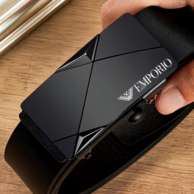 Luxury Black Belt – Geometric Buckle Modern Design